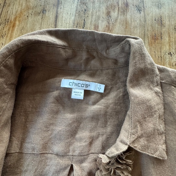 Chico's Linen Floral Applique top AND pants in size medium (Chico's size 1) - Picture 4 of 12